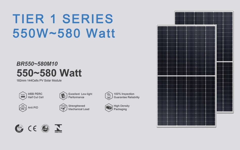 Certificate Single 400W/410W/450W/550W/670W Bifacial Perc Mono/Mini BIPV/PV Monocrystalline Solar Modules Tier 1 Half Cell Power Energy System Panel