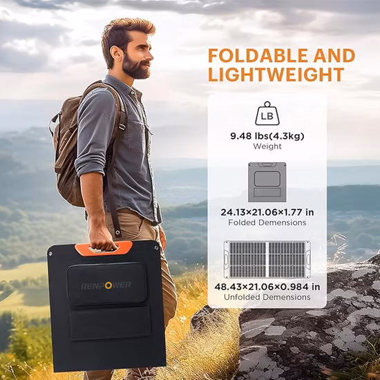 100W Foldable Portable Solar Charger with USB Output