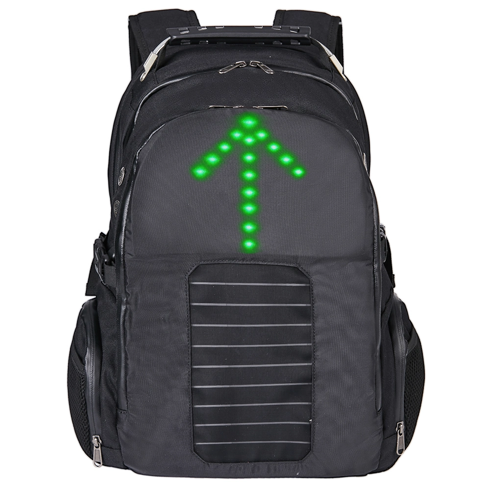 Factory Wholesale Nylon 12W 8V Solar Panel Power Backpack Turn Signal Light Backpack for Safe Night Cycling RS-190201