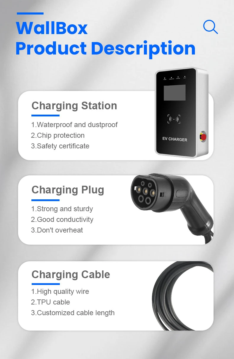 Wallbox AC EV Charger 22kw AC Fast Charging Station Type2 Level 1 IP55 32A 380VAC