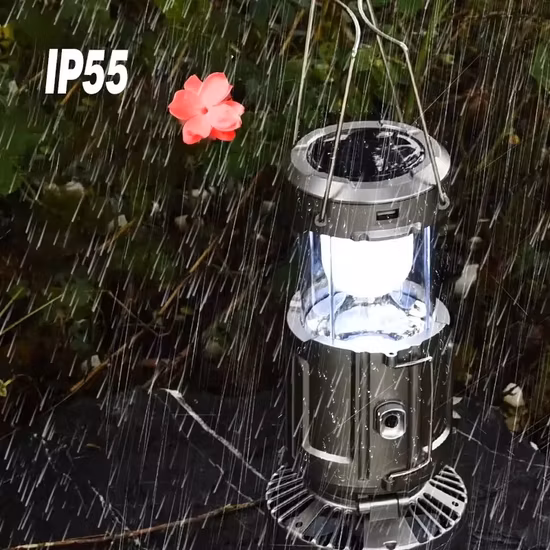 Fabrication de jardin extérieur tente de pêche LED lampe solaire Camping lanterne lumière avec panneau solaire suspendu allumer/éteindre