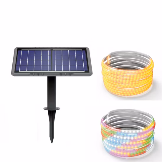 5m 10m 20m RVB Décoration Lumineux Wam Blanc Solaire LED Bande Lumineuse avec Panneau d'Alimentation Portable Tente Batterie Lanterne Bande Extérieure pour Route Construction Maison Camping