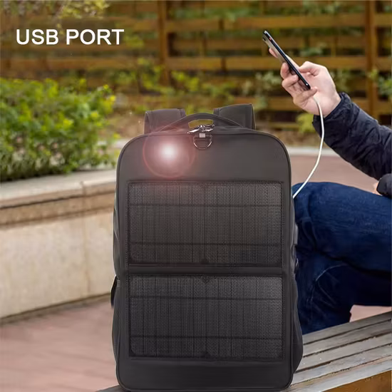 Sac à dos pour ordinateur portable avec panneau solaire 14W avec poignée et USB