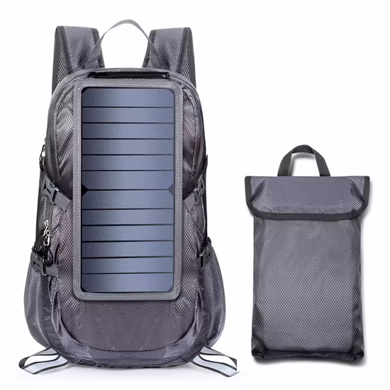 Sac à dos solaire de randonnée pliable avec panneau solaire amovible de 7 watts pour téléphones intelligents, tablettes, GPS, Bluetooth