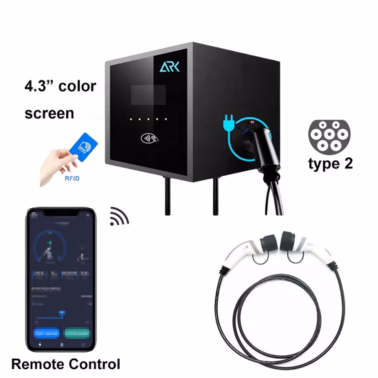 Mode commercial3 Ocpp1.6 22kw voiture électrique triphasée Evse Type 2 EV AC Charger Wallbox avec CE et écran tactile